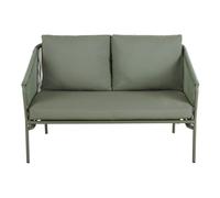 Sofá de jardín de 2 plazas de resina reciclada y metal verde caqui