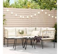 Sofá de Jardín en Forma L con Estructura de Acero y Cojines Textileno, Resistente al Agua y UV para Terraza o Patio, Fundas Desenfundables y Lavables, Mueble Exterior