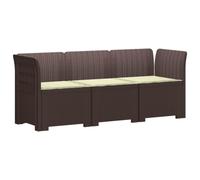 Sofá de jardín modular de 3 plazas con cojines, PP Aspecto Ratán Marrón | Resistente a la intemperie y UV, peso máximo 110 kg por asiento, funda impermeable recomendada, ideal jardín terraza balcón