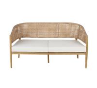 Sofá de jardín profesional de 2/3 plazas de resina trenzada efecto ratán con cojín color crudo