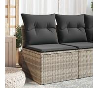 vidaXL Sofá de Jardín sin Reposabrazos con Cojines, Sillón de Exterior, Sofá Modular, Asiento para Patio Terraza Balcón, Ratán PE Gris Claro