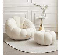 Sofá de lujo de tela de lana blanca de un solo asiento, cómodo sillón de salón, juego de muebles de sala de estar de 2 piezas para decoración moderna del hogar