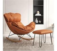 Sofá de ocio mecedora para sala de estar, sillón basculante con respaldo alto y otomana de tela de mediados de siglo, sillas reclinables con patas de madera maciza, color gris-1, talla única