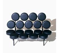 Sofá de sala de espera de 51 pulgadas, asiento redondo y respaldo, piel sintética + relleno de esponja + marco de metal