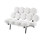 Sofá de sala de espera de 51 pulgadas, asiento redondo y respaldo, piel sintética + relleno de esponja + marco de metal