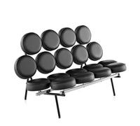 Sofá de sala de espera de 51 pulgadas, asiento redondo y respaldo, piel sintética + relleno de esponja + marco de metal