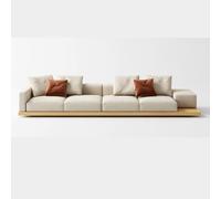 Sofá De Tela De Doble Cara, Gran Sofá Cómodo, Cómodos Sofás Esquineros para Varias Personas, Estilo Japonés De Madera Natural, para Apartamento Y Oficina, Incluye Paneles De Madera 350 * 100cm