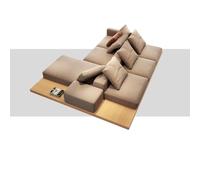 Sofá De Tela De Doble Cara, Gran Sofá Cómodo, Cómodos Sofás Esquineros para Varias Personas, Estilo Japonés De Madera Natural, para Apartamento Y Oficina, Incluye Paneles De Madera 290 * 170cm