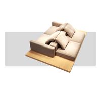 Sofá De Tela De Doble Cara, Gran Sofá Cómodo, Cómodos Sofás Esquineros para Varias Personas, Estilo Japonés De Madera Natural, para Apartamento Y Oficina, Incluye Paneles De Madera 260 * 170cm