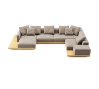 Sofá De Tela De Doble Cara, Gran Sofá Cómodo, Cómodos Sofás Esquineros para Varias Personas, Estilo Japonés De Madera Natural, para Apartamento Y Oficina, Incluye Paneles De Madera 375 * 160cm