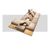 Sofá De Tela De Doble Cara, Gran Sofá Cómodo, Cómodos Sofás Esquineros para Varias Personas, Estilo Japonés De Madera Natural, para Apartamento Y Oficina, Incluye Paneles De Madera 375 * 170cm