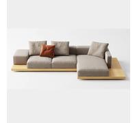 Sofá De Tela De Doble Cara, Gran Sofá Cómodo, Cómodos Sofás Esquineros para Varias Personas, Estilo Japonés De Madera Natural, para Apartamento Y Oficina, Incluye Paneles De Madera 290 * 160cm