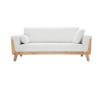Sofá diseño 3 plazas blanco roto patas madera FJORD