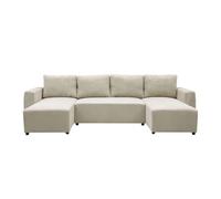 Sofá doble chaise longue ulises, sofá cama convertible, sofá 4-5 plazas forma de u beige 297 cm