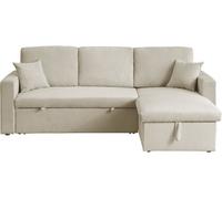 Sofá esquinero convertible de pana - 3 asientos - beige