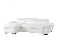 Sofá esquinero convertible en piel de JONOva, color blanco, ángulo izquierdo, Venta única