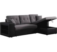 Sofá esquinero convertible/reversible "axel" - negro/gris