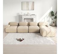 Sofá esquinero de 4 plazas con tapizado de alta elasticidad 32D, antideslizante, con chaise longue, reposabrazos extra anchos, combinable libremente, no requiere montaje, para oficina, salón y home c