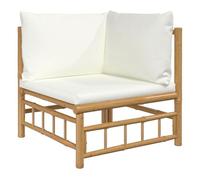 Sofá esquinero de jardín estructura de bambú crema 65x69x69 cm