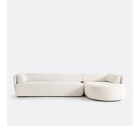Sofá esquinero derecho, terciopelo grueso, Meridiano. Talla ángulo derecho. Color Beige