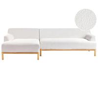 Sofá esquinero elegante patas de madera sala de estar tela de bouclé blanco crema izquierdo SosjoSofá esquinero elegante patas de madera sala de estar tela de bouclé blanco crema derecho Sosjo