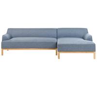 Sofá esquinero elegante tela poliéster patas de madera sala de estar azul izquierdo Sosjo