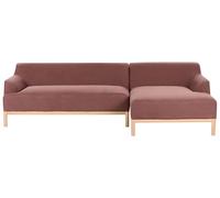 Sofá esquinero elegante tela poliéster patas de madera sala de estar borgoña izquierdo Sosjo