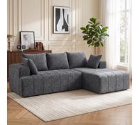 Sofá Esquinero HOMCOM en Forma de L de 256 cm, Sofá Modular de 3 Plazas con Función de Cama, con Cojines de Chenilla, Sin Ensamblaje, para Sala de Estar o Habitación de Invitados, Color Gris