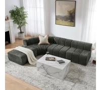 Sofá esquinero modular de 4 plazas, negro, combinable, muy cómodo
