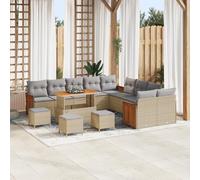 Sofá exterior beige de 4 plazas con cojines de color gris claro, resistente a los rayos UV e impermeable para jardín o balcón, diseño elegante con gran comodidad y estabilidad para horas de relax