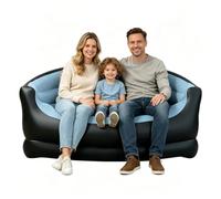 Sofá hinchable de PVC, 135 x 84 x 62 cm, reposabrazos, sillón de salón, cama de aire, flocado, relajación, para dormir, muebles de descanso, jardín, terraza, camping, descanso familiar