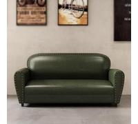Sofá industrial vintage de cuero para bar y salón, ideal para apartamentos pequeños y áreas de recepción