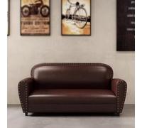 Sofá industrial vintage de cuero para bar y salón, ideal para apartamentos pequeños y áreas de recepción