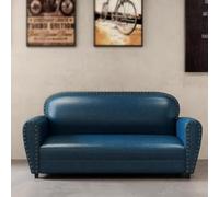 Sofá industrial vintage de cuero para bar y salón, ideal para apartamentos pequeños y áreas de recepción