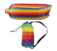 Sofá inflable, tumbona portátil inflable con tela de poliéster 190T resistente a desgarros, diseño de inflado por viento, bolsa de almacenamiento compacta para adultos y niños, (Arcoíris)