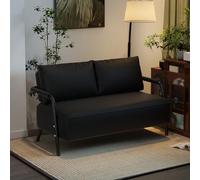 Sofá Loveseat De Piel Sintética, Moderno Asiento Profundo, 50 Cm De Profundidad, Impermeable, Decoración Moderna De Mediados De Siglo, Sofá Loveseat para Sala De Estar(Black,145cm)