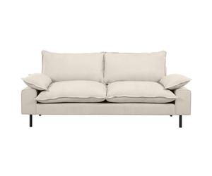 Sofá moderno 3 plazas de tejido efecto aterciopelado texturizado beige y metal negro DORY