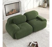 Sofá moderno de cuerda Loveseat modular de 2 plazas para sala de estar con reposabrazos curvos, sin montaje, fondo antideslizante, acolchado altamente elástico (verde, 2 plazas)