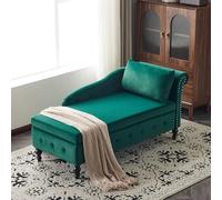 Sofá moderno de terciopelo con almacenamiento para sala de estar, dormitorio, oficina, silla tapizada con botón de almohada y ribete de cabeza de clavo, sofá con reposabrazos derecho para interiores
