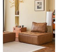 Sofá moderno minimalista para sala de estar, cómodo y perezoso, diseño modular, sofá de cuero comprimido, sofá individual doble con almohada lumbar, sin brazos, color marrón, se puede combinar