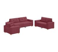 vidaXL Moderno sofá rojo viento para 3 personas, elegante sofá de poliéster para sala de estar, juegos y habitaciones de invitados, marco de madera duradero cómodo