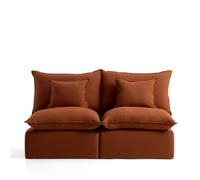 Sofá modular Anarela de 2 plazas con funda extraíble de lino color terracota, 180 cm. Crédito FSC Mix.