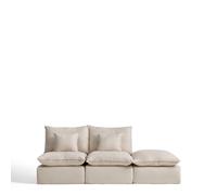 Sofá modular Anarela de 2 plazas con funda extraíble y pieza final de lino y viscosa.