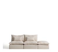 Sofá modular Anarela de 3 plazas con funda extraíble y pieza final de lino y viscosa.