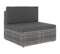 Sofá Modular Central, Ratán Sintético Resistente y Estructura de Acero, Diseño Flexible con Cojines Extraíbles, Conjunto Jardín Exterior, Sillones Jardín Exterior,Color Gris/Antracita, 58.5x65.5x52 cm