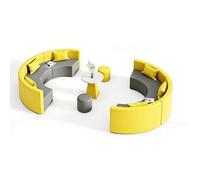 Sofá modular curvado, diseño ergonómico con marco de alerce para instituciones informales de lectura y entrenamiento