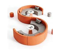 Sofá modular curvado, diseño ergonómico con marco de alerce para instituciones informales de lectura y entrenamiento