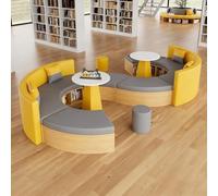 Sofá modular curvado para almacenamiento, ideal para librerías, áreas de recepción, instituciones de formación, salas de lectura (4,8 m)