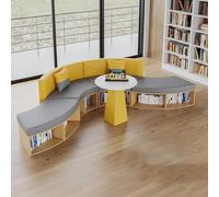 Sofá modular curvado para almacenamiento, ideal para librerías, áreas de recepción, instituciones de formación, salas de lectura (4,8 m)