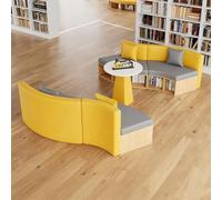 Sofá modular curvado para almacenamiento, ideal para librerías, áreas de recepción, instituciones de formación, salas de lectura (4,8 m)
